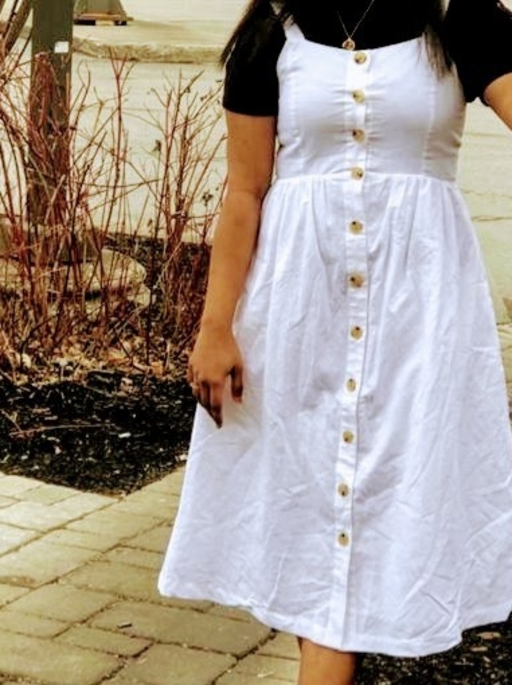 GAP Classic White Button-Front Midi Dress by